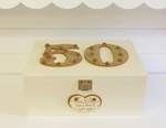 50th Golden Wedding Anniversary Personalised 3D Wooden Keepsake Box