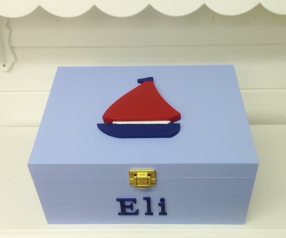 Boys Personalised 3D Sailing Boat Wooden Keepsake Box