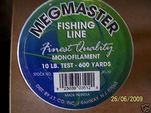 1 spool of Megmaster fishing line 600yds of 10lb