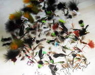 Job lot of fishing flies x 100 assorted.
