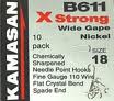 Kamasan B611 X strong barbless wide gape hooks.