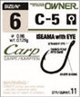 Owner carp C-5 Iseama eyed hooks.