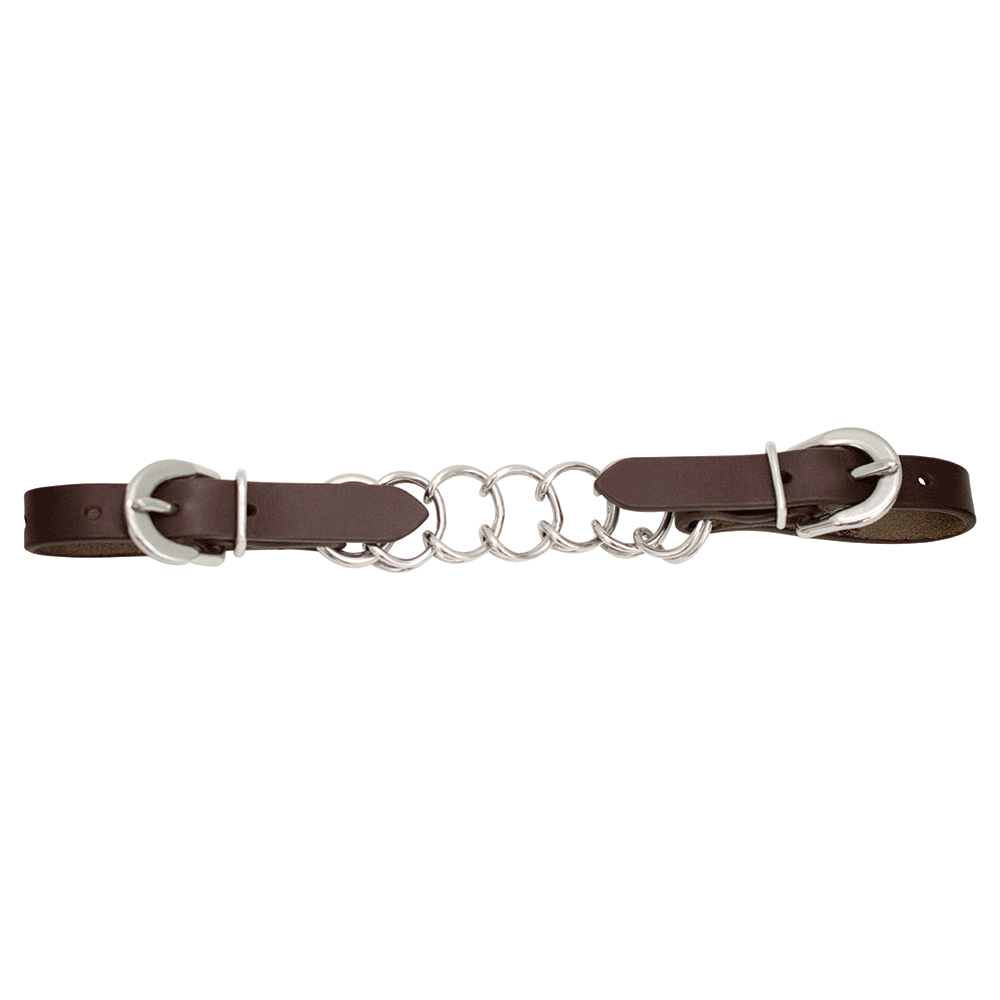Curb Strap with Large Single Links and leather straps