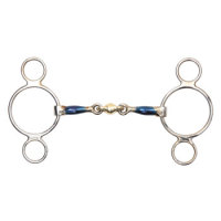 Shires Blue Alloy Two Ring Gag with lozenge