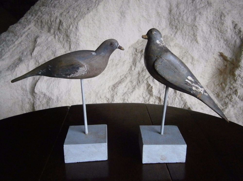 A Brace Of Antique Folk Art Pigeon Decoys