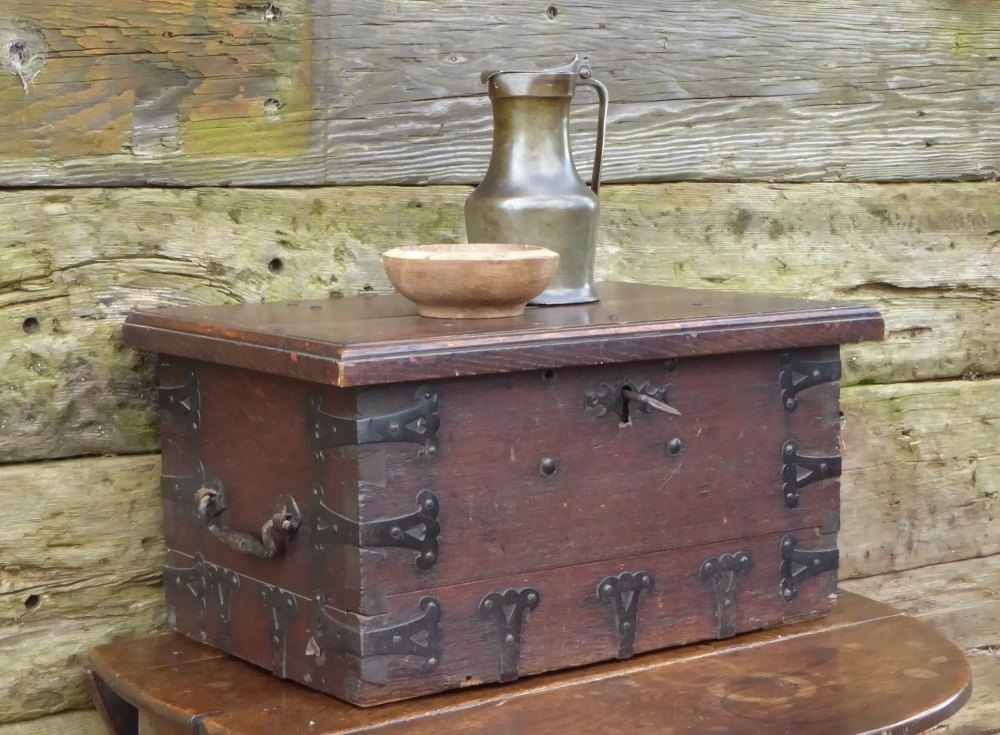 17th Century Oak And Iron Bound Strong Chest