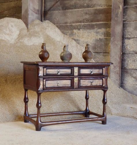 Late 17th Century Country Oak Dressing Table With Two Long Drawers