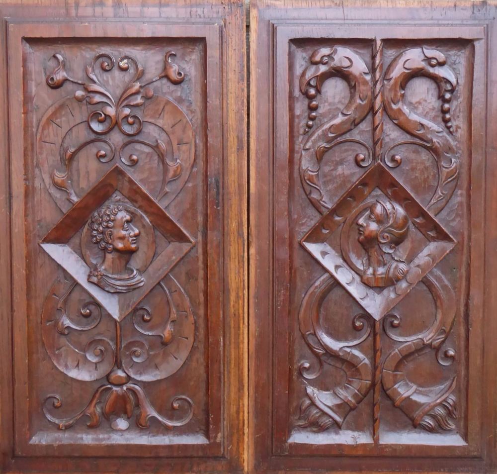 A Pair Of 16th Century Renaissance Carved Oak Romayne Profile panels SOLD