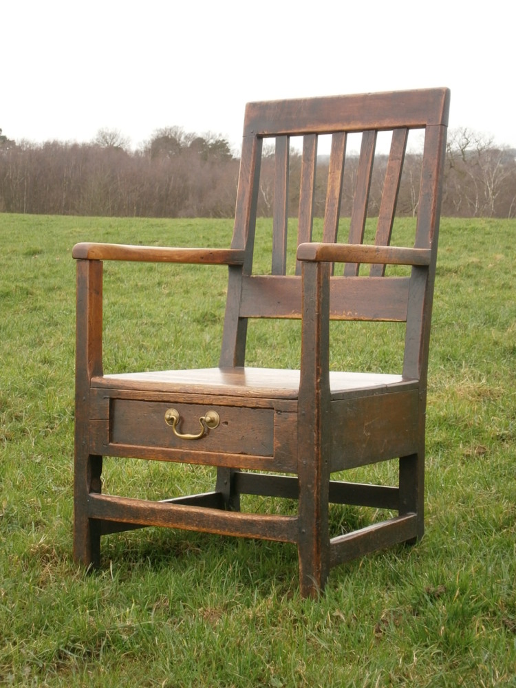 18th Century Welsh Oak And Fruitwood Lambing Armchair 