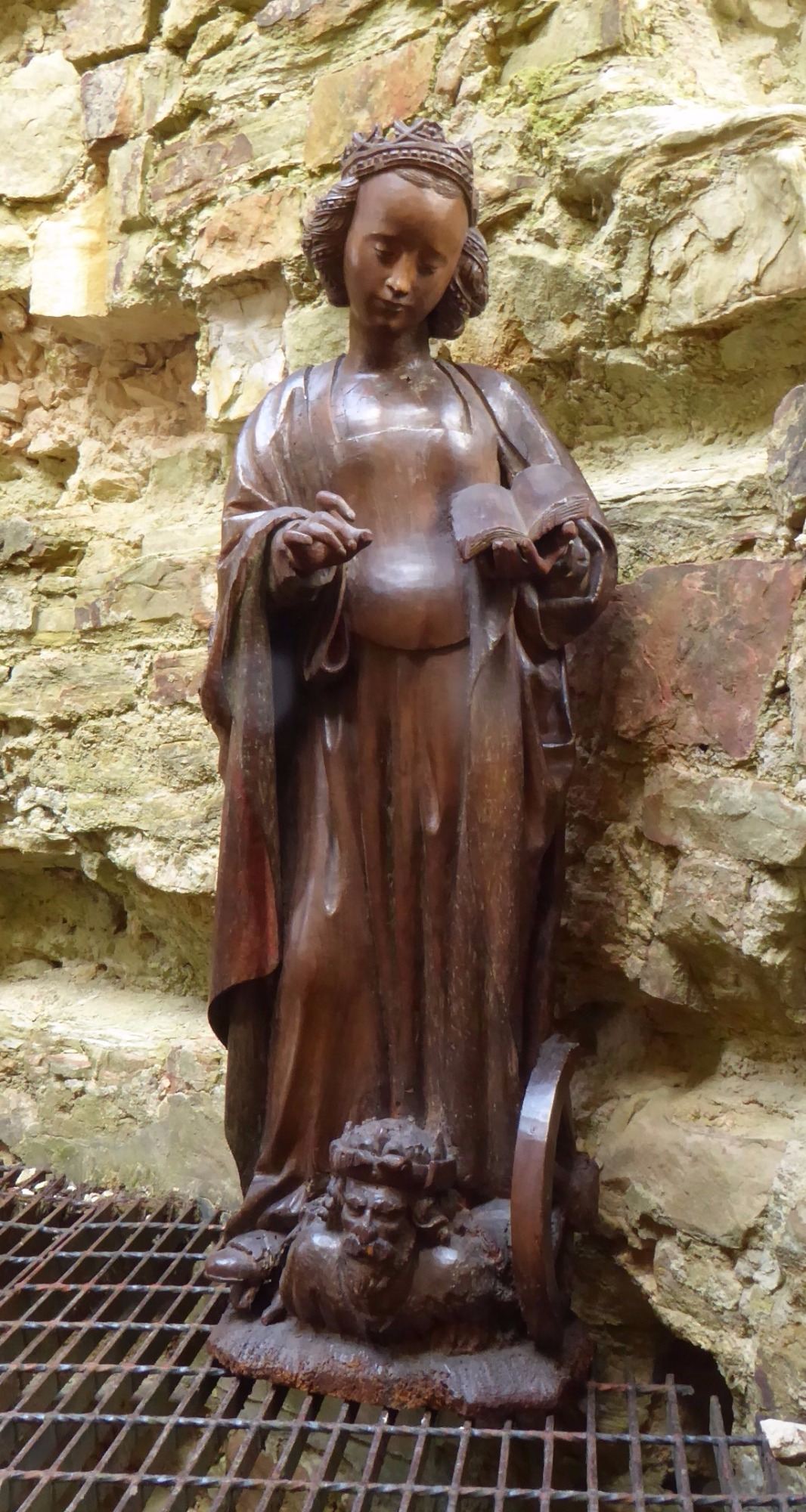 15th century carved oak Gothic figure of st.catherine