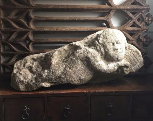 An English Medieval Carved Stone Angel.