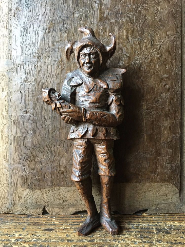 An Interesting 18th Century Carved Oak Figure Of A Jester SOLD