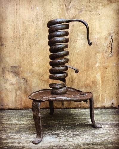 18th Century English Iron Spiral Candleholder