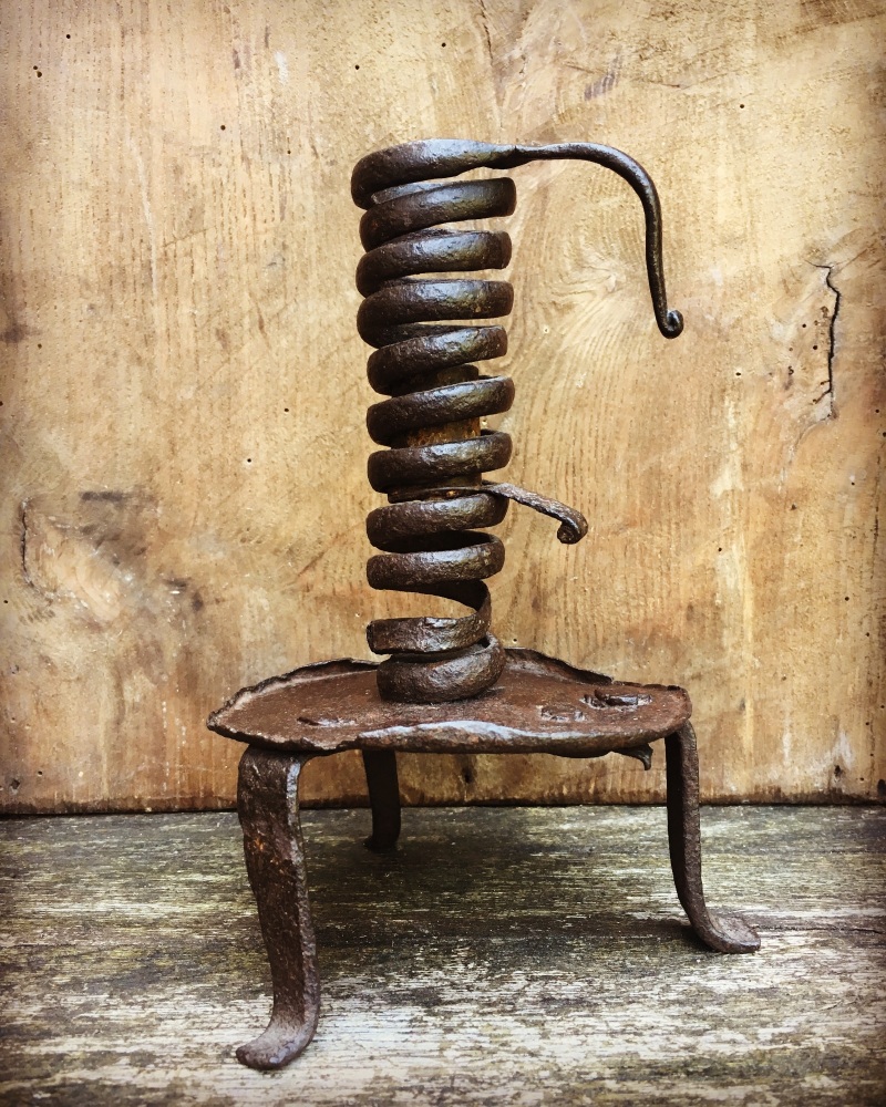 18th Century English Iron Spiral Candle holder SOLD