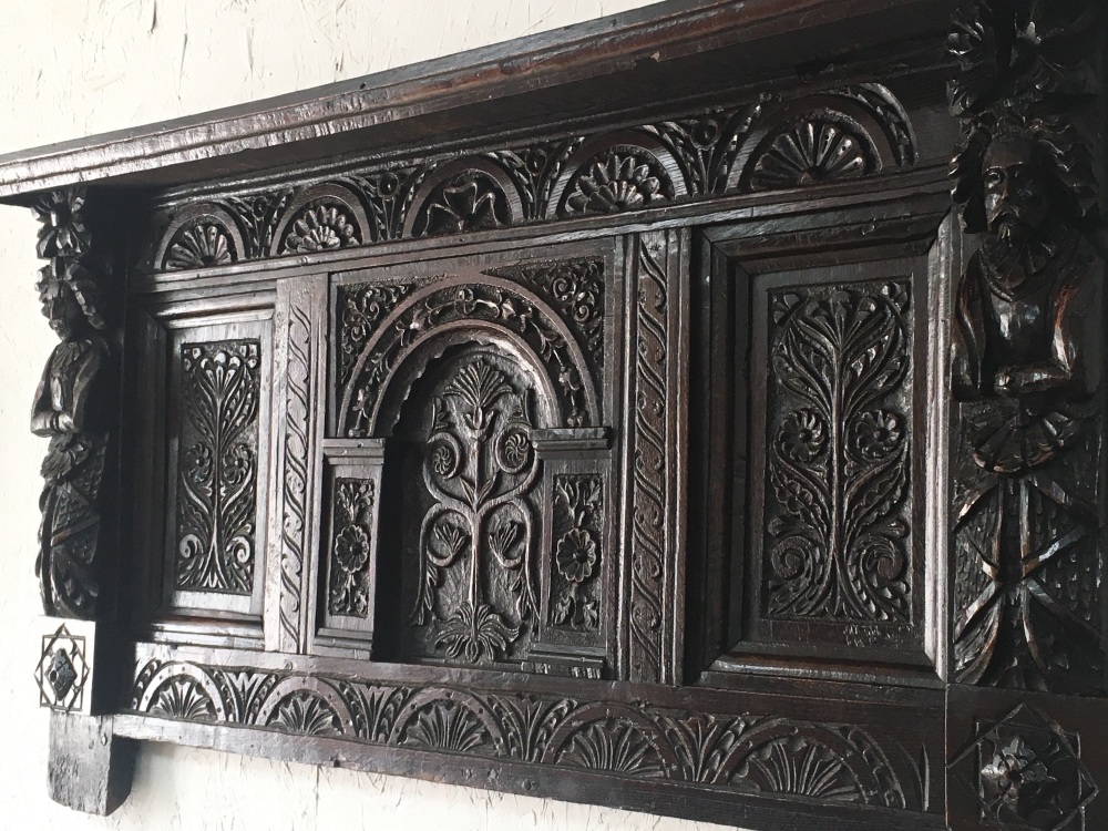 An Early 17th Century Carved Oak Somerset Overmantle SOLD