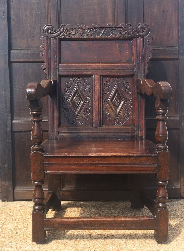 A Fine 17th Century Carved Oak Westmoreland Chair Dated 1675 Sorry Sold