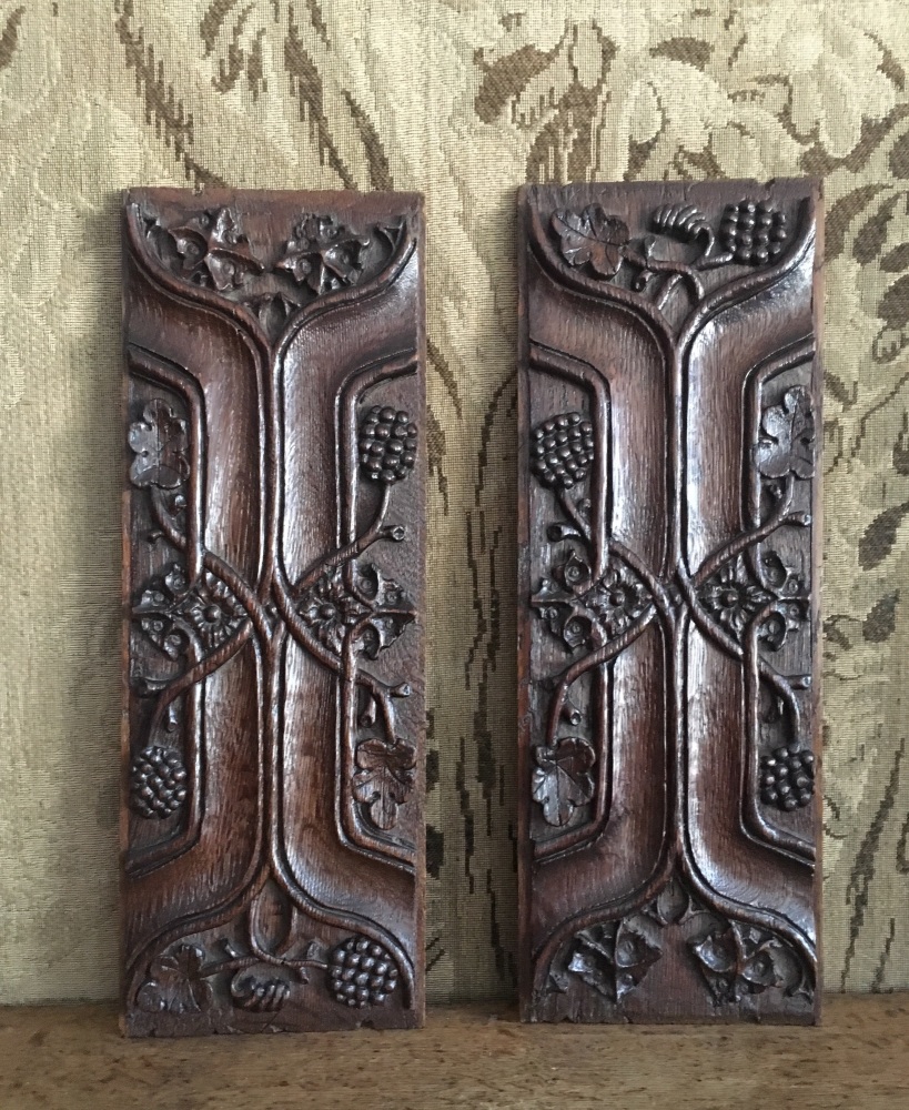 A Pair Of 16th Century Tudor Oak Enriched Parchemin Panels SOLD