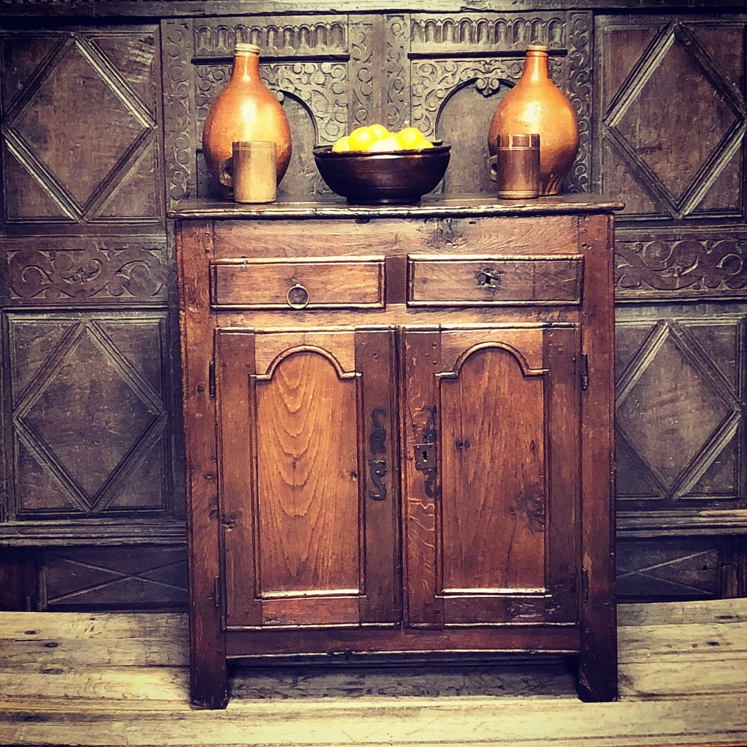 An Early 18th Century Country Oak Cupboard Of Joined Construction SOLD