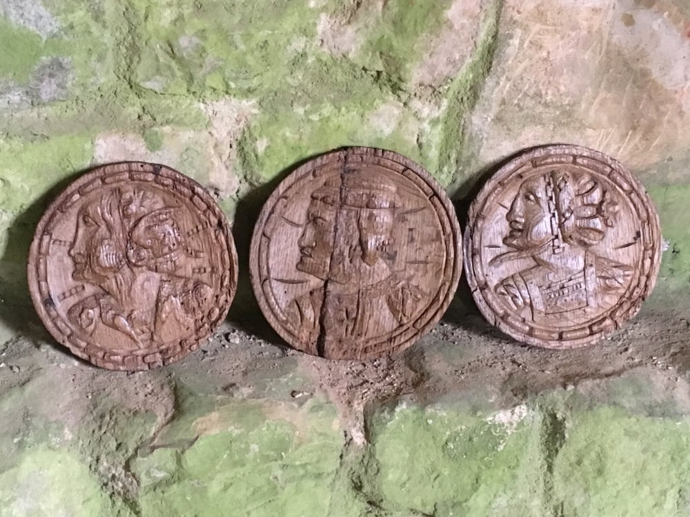A Set Of Three 16th Century English Carved Oak Romayne Profile Roundels SOLD