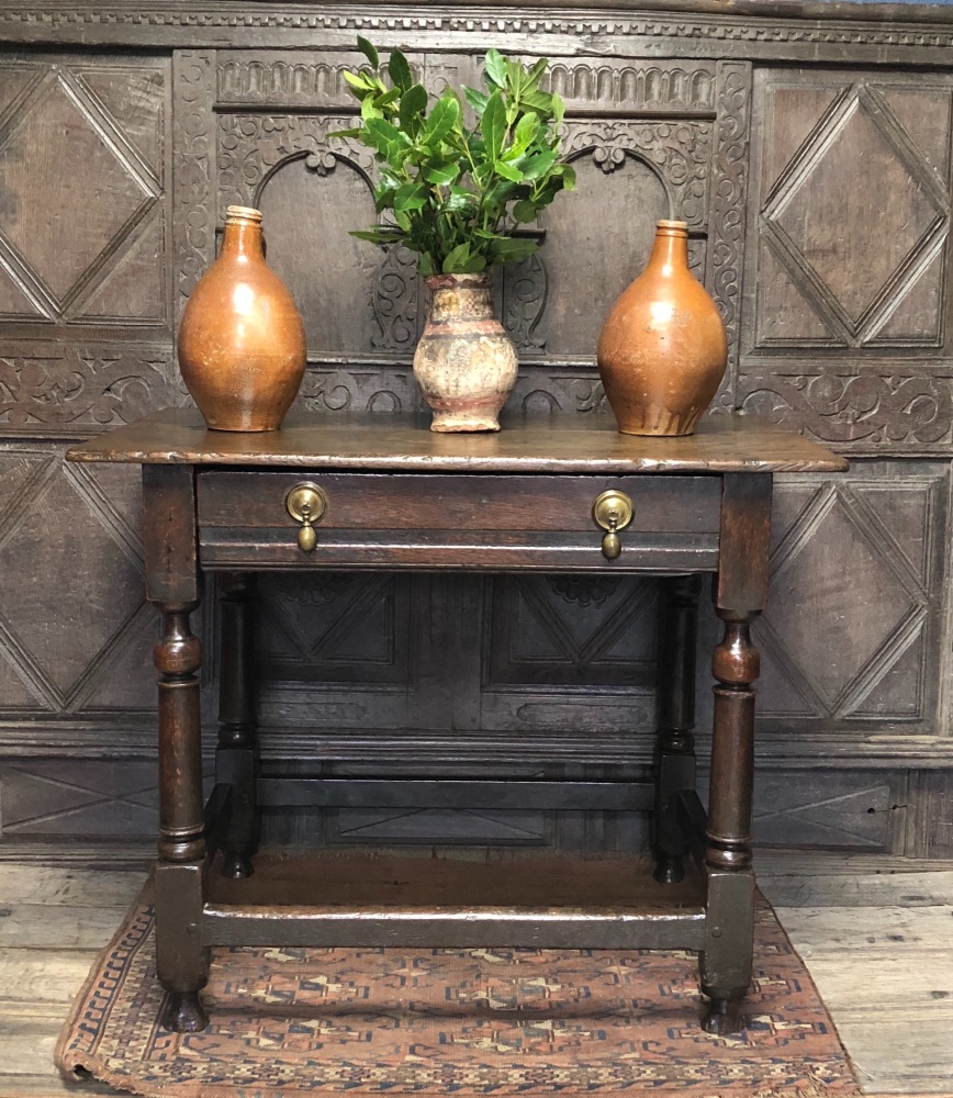 An Early 18th Century Oak Side Table With Single Drawer Ex Hornby Collection SOLD