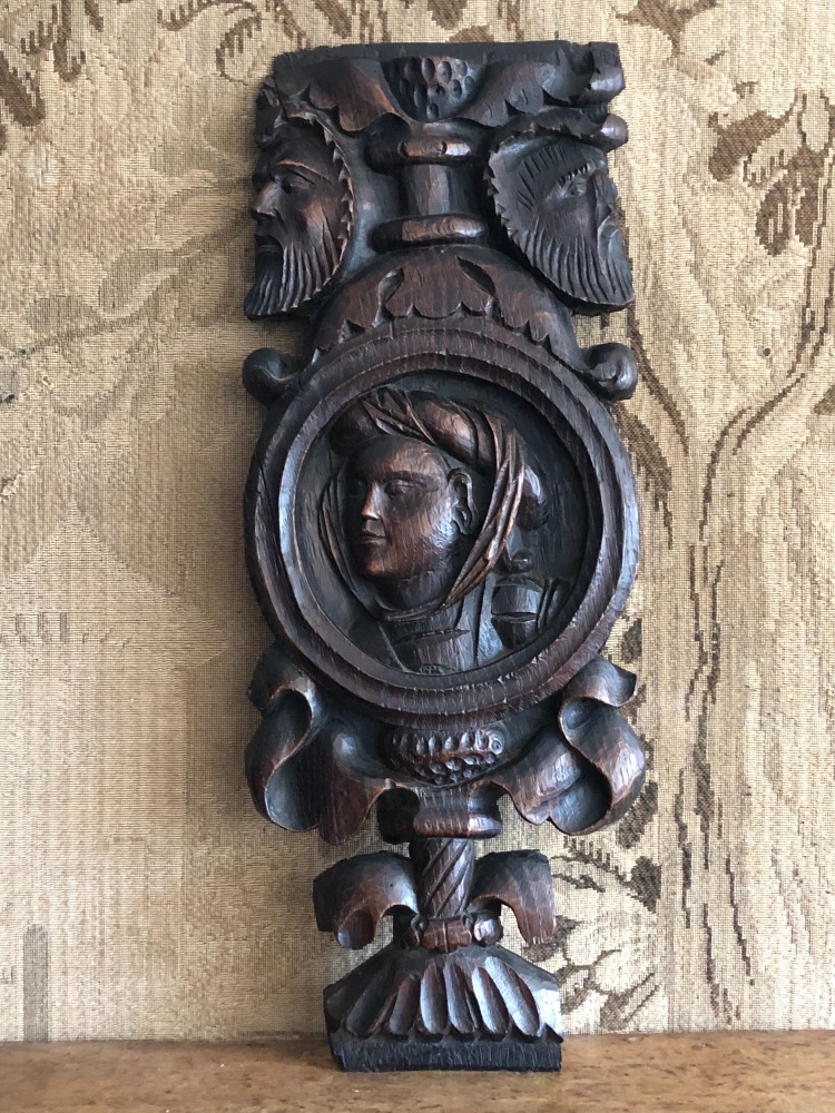 A 16th Century Carved Oak Romayne Profile Panel SOLD
