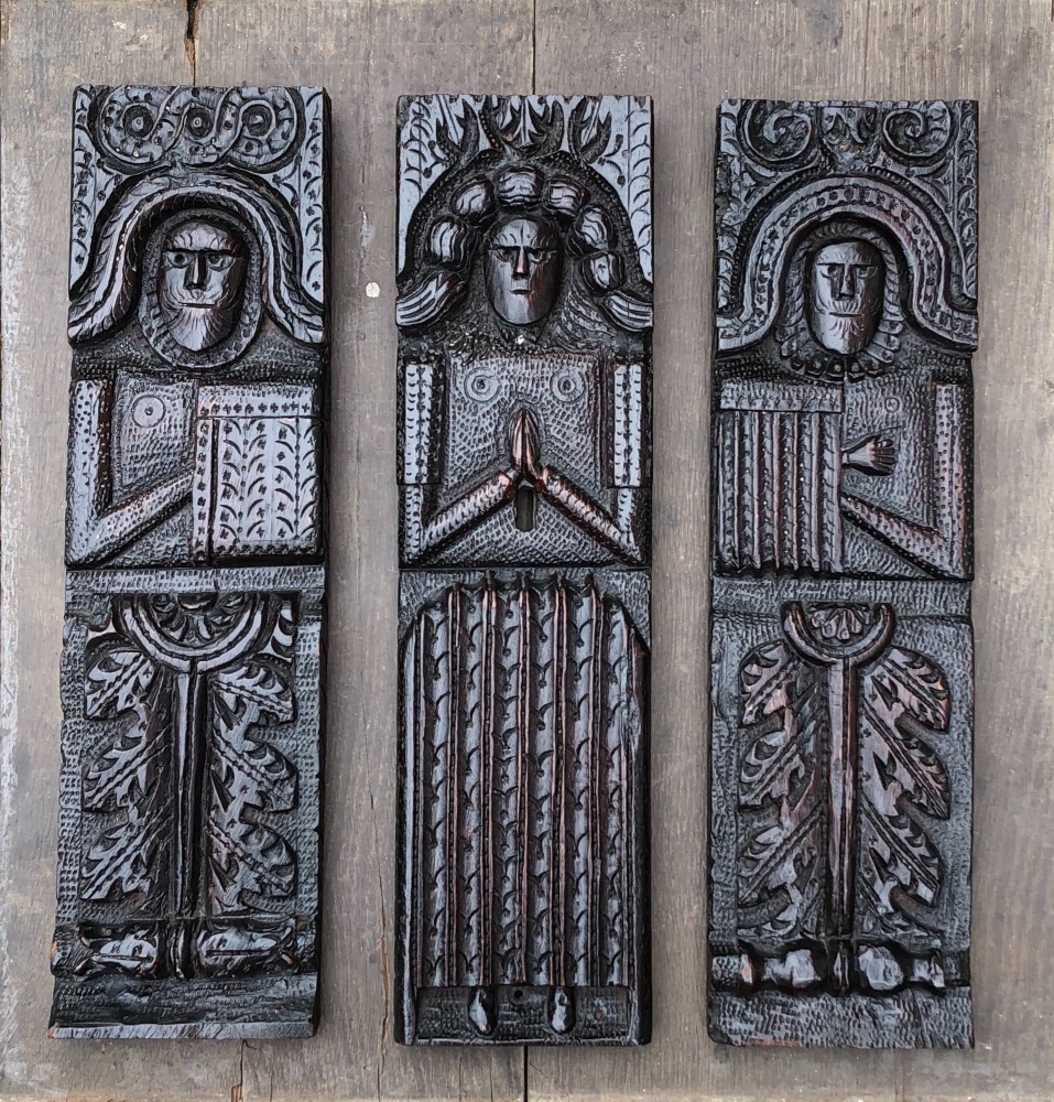 A Wonderful Rare Trio Of Elizabethan Carved Oak Caryatid Figures SOLD