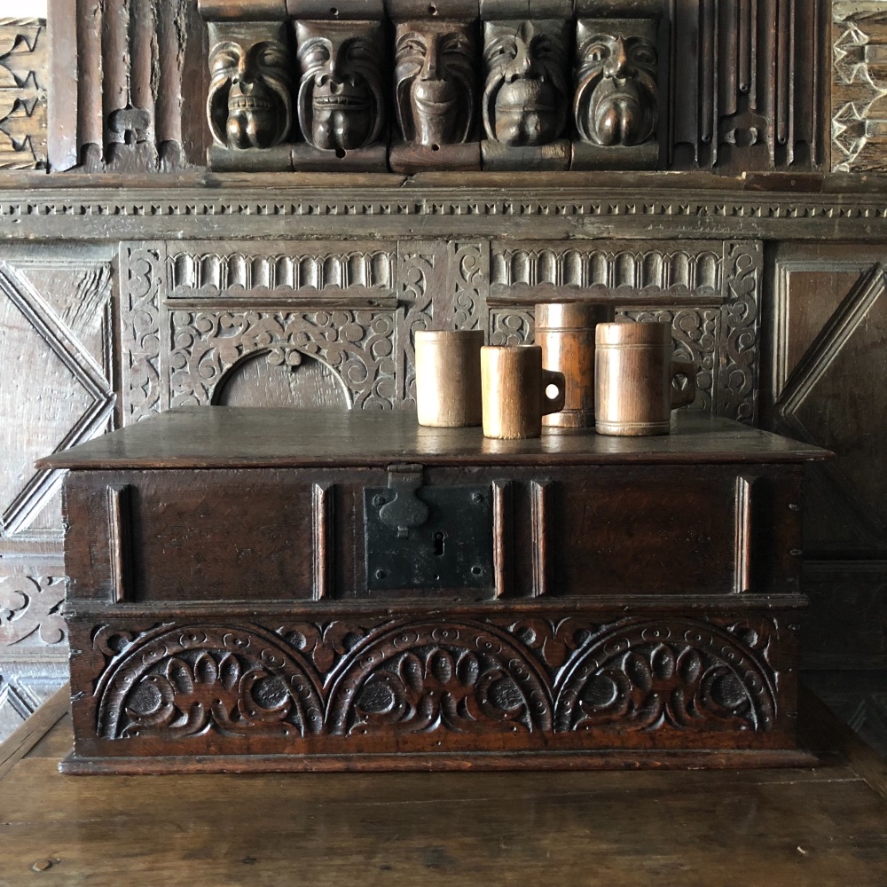 A Rare 17th Century Carved Oak Desk Box.