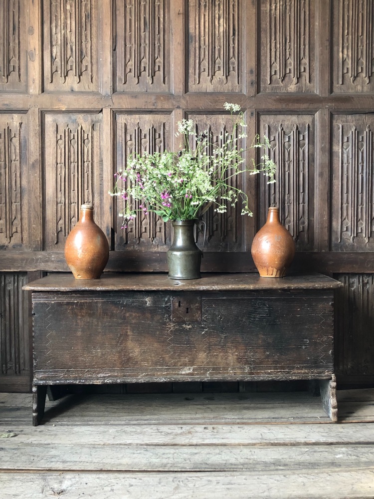 Early 17th Century Oak Six Plank Chest West Country.