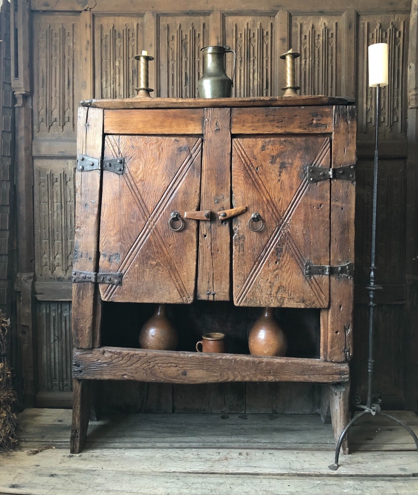 A Wonderful 17th Century Primitive Aumbry Or Food Cupboard SOLD