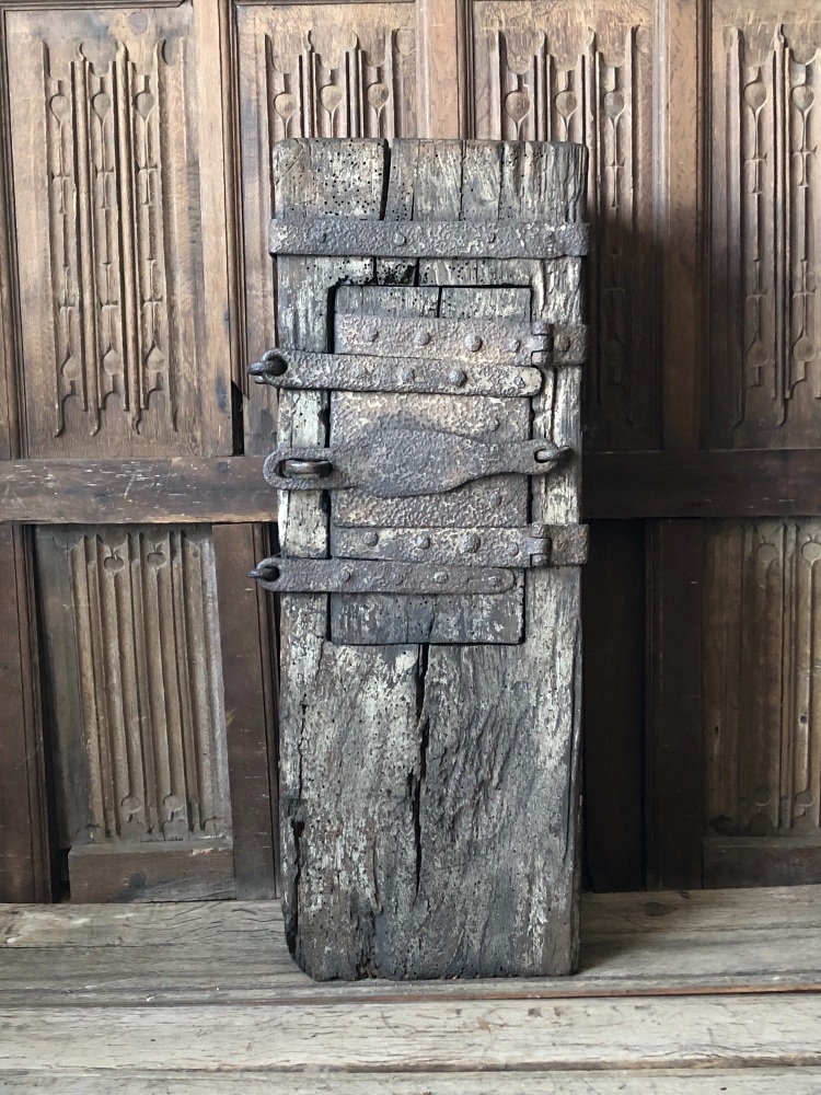 A Rare 15th Century Oak And Iron Bound Dug Out Offertory Box SOLD