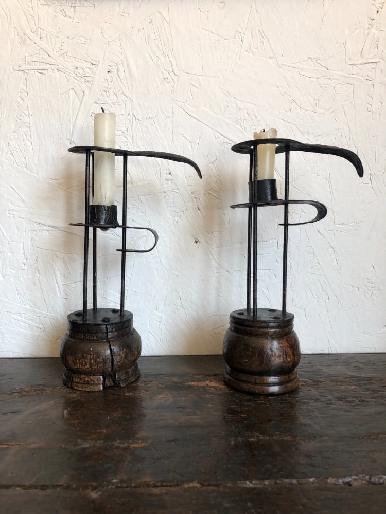 A Pair Of Late 18th Century Stable Candlesticks.