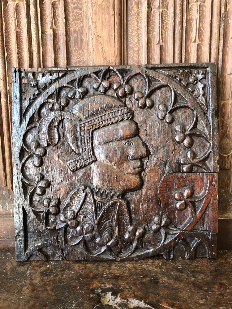 A Rare Henry VIII Period Carved Oak  Profile Panel.