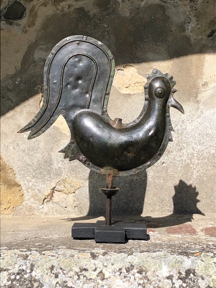 A Wonderful Folk Art 18th Century Copper Weathervane In The Shape Of A Curvaceous Cockerel SOLD
