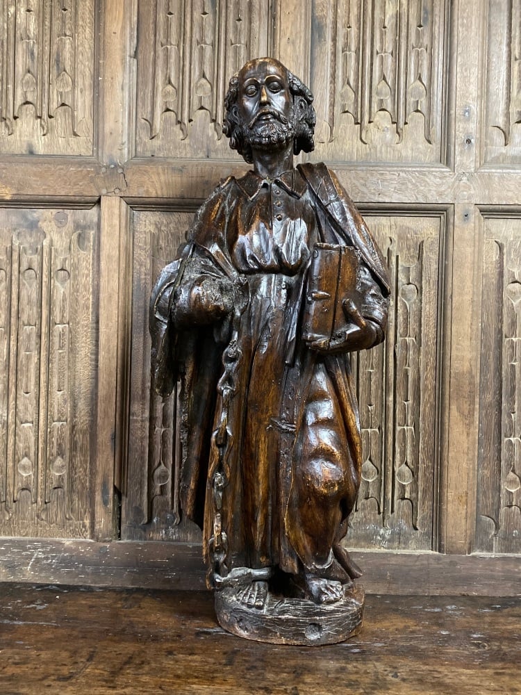 A 16th Century Carved Walnut Sculpture Depicting St Leonard Of Noblac SOLD