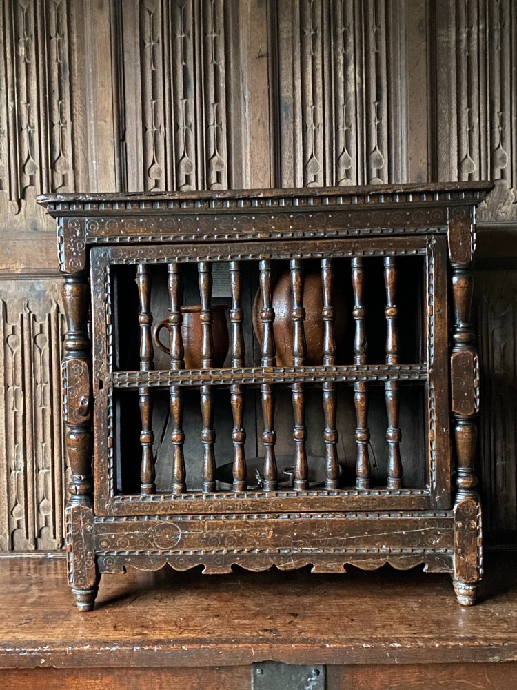 A Rare 17th Century Oak Spindle Cupboard Featured In Victor Chinnery Oak Fu