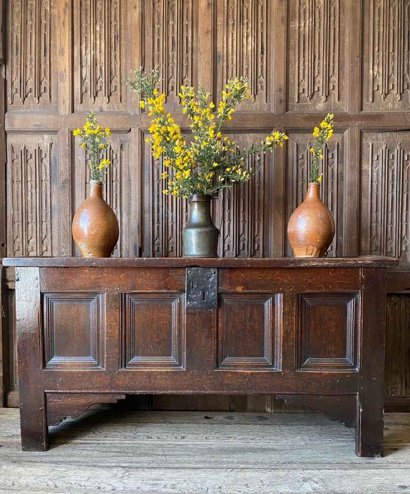 A Late 16th Century Oak Coffer Of Hybrid Construction.SOLD