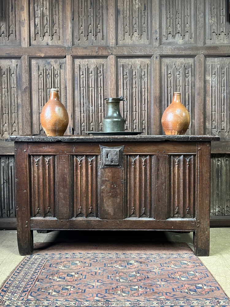 Henry VIII Period Carved Oak Linenfold Chest  SOLD