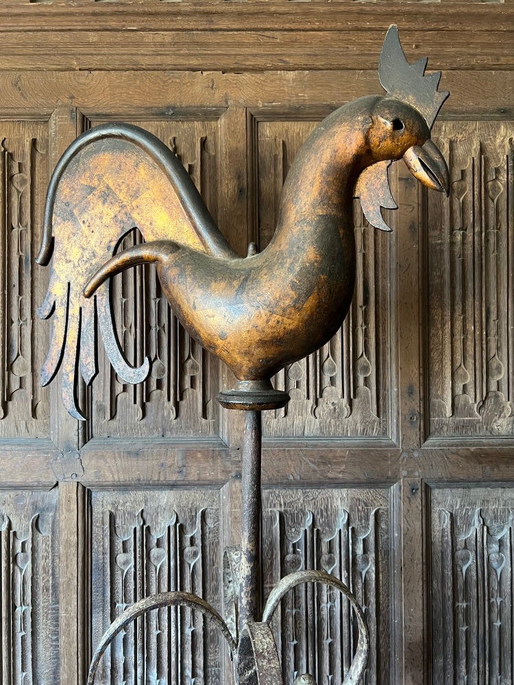 An Extremely Rare Late 18th Century Rooster Weathervane Cast In Bronze from