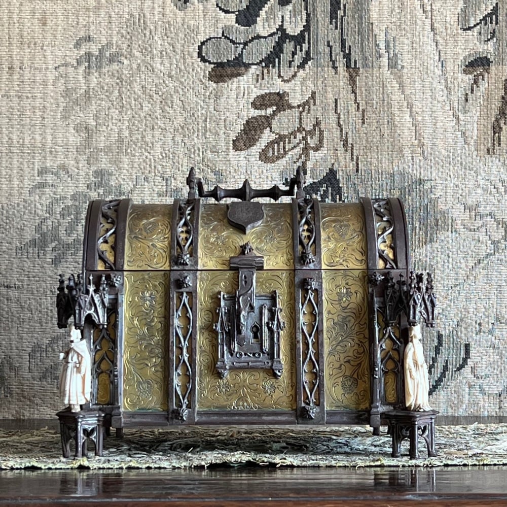 A French Gothic Revival Bronze Table Casket By Alphonse Gustave Giroux .Paris (1810-1866)