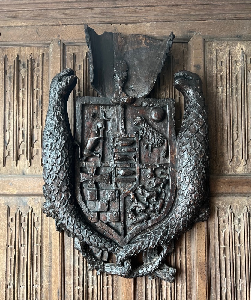 A  Monumental 16th Century Carved Coat Of Arms With Lions / Fish / Lamb and Dragons