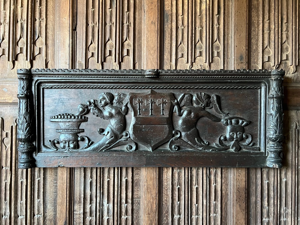A Henry VIII Period Carved Oak Armorial Panel.SOLD