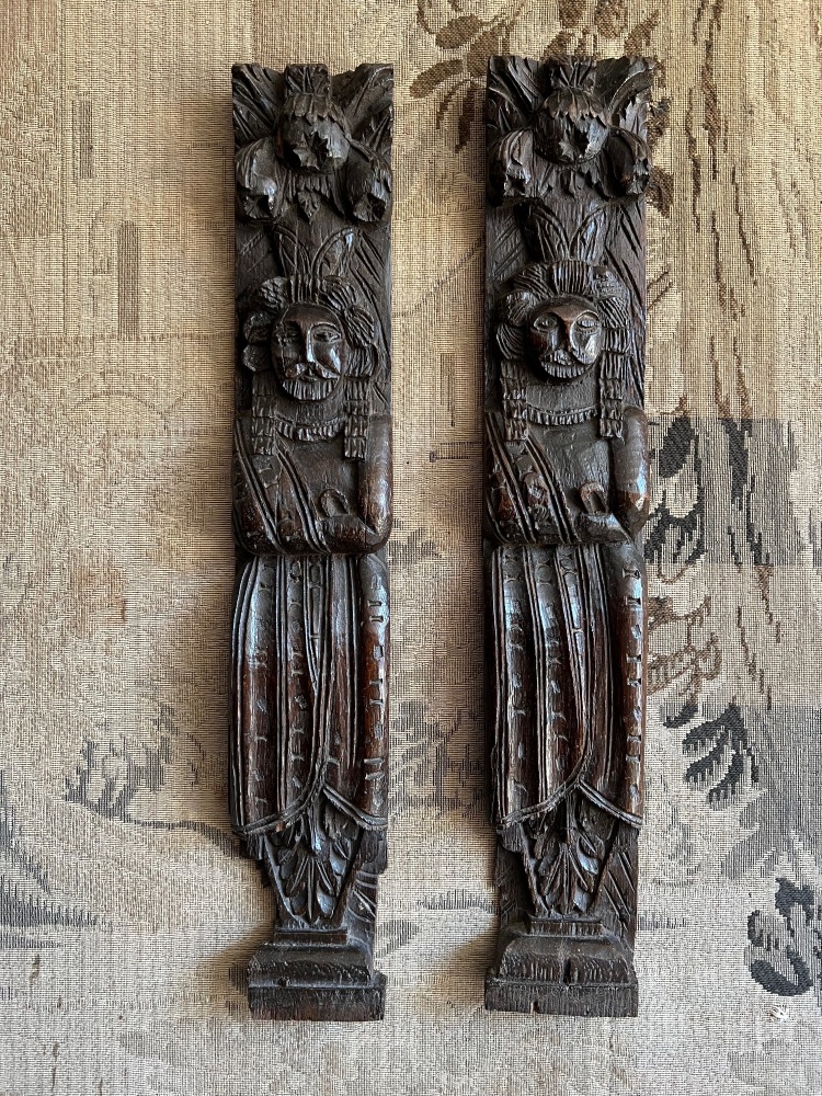 A Pair Of Elizabethan Carved Oak Caryatids SOLD