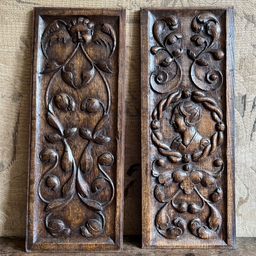 A Decorative Pair of Decorative Late 16th Century Carved Oak Profile panels