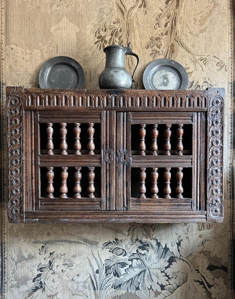 A Rare Jacobean Oak Spindle Mural Cupboard with Bold Ash Spindles.SOLDðŸ”´