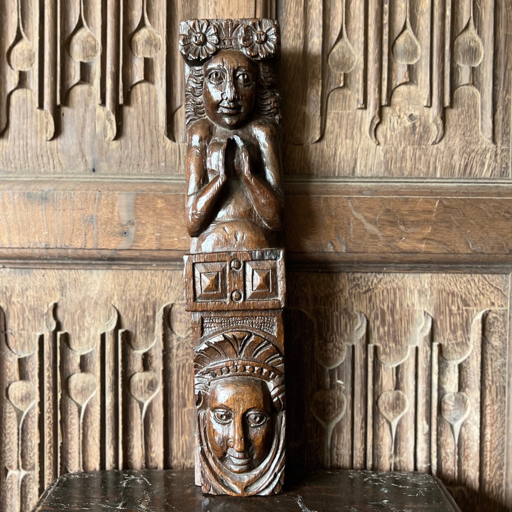 An Unusual Elizabethan Carved Oak Caryatid of female form.SOLD ðŸ”´