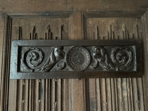 A 16th Century Carved Oak Tudor Panel.