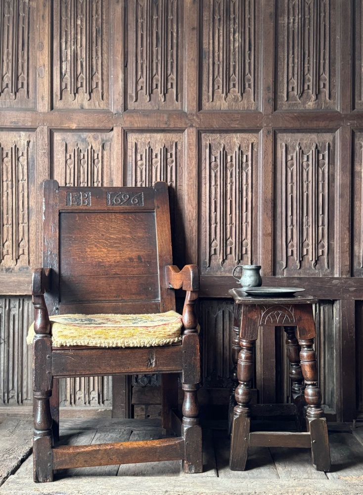A 17th Century Oak Wainscot Chair Westmoreland Dated EB 1696