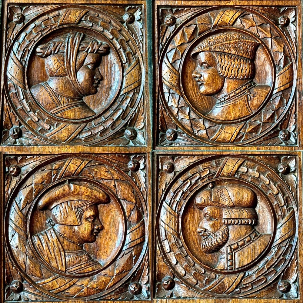 A Fine Set Of Four English 16th Century Carved Oak Portrait Panels.Sorry SoldðŸ”´