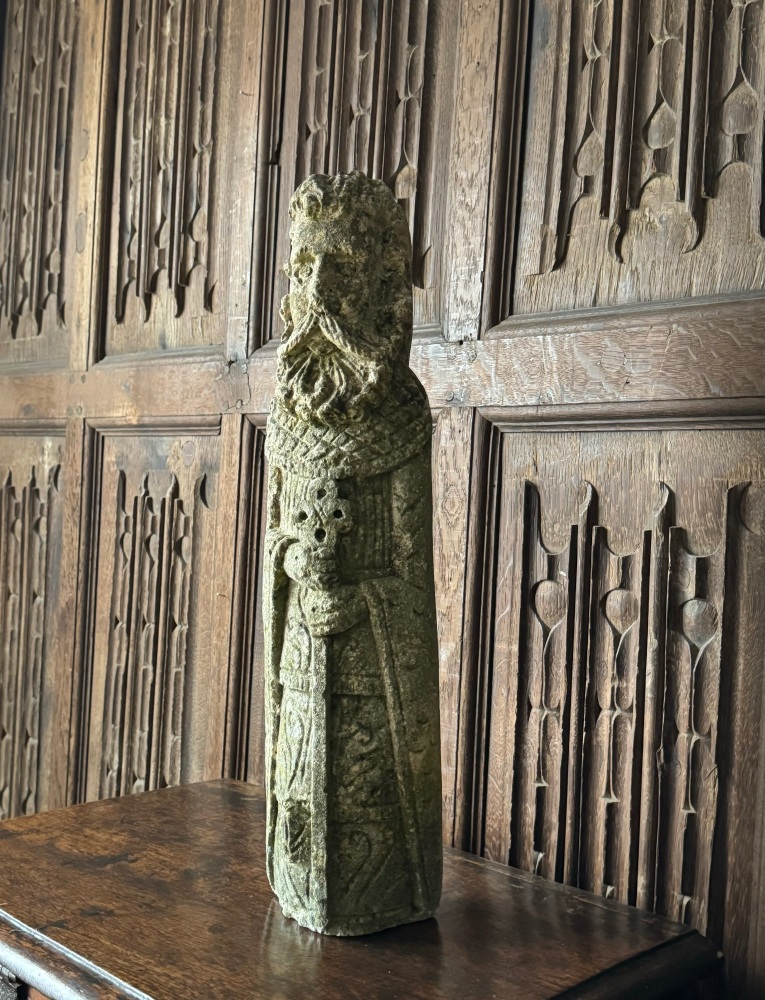 A 19th Century Carved Stone Figure Of St Peter.