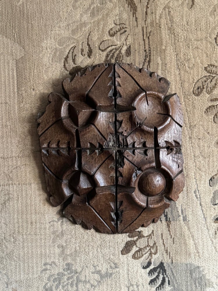 A Rare 15th Century Carved Oak Ceiling Boss, Somerset Region.